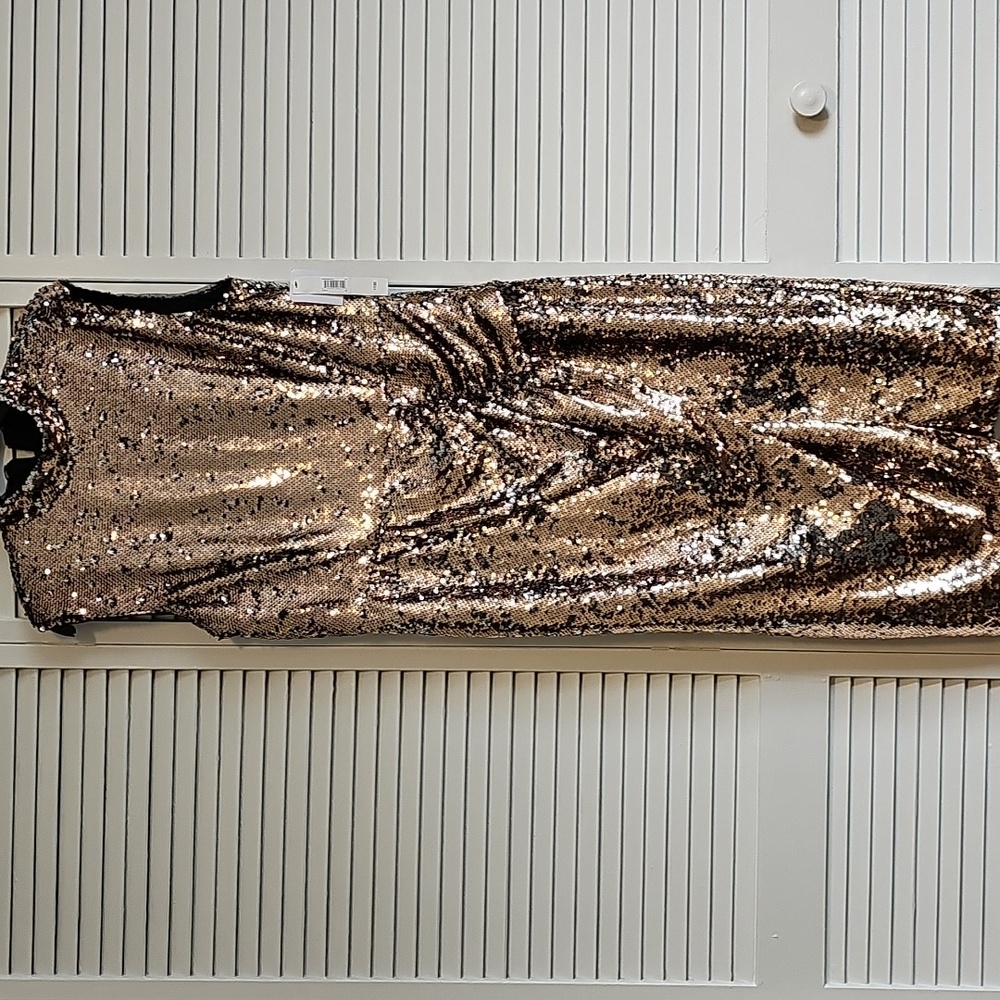 ⬇️💲NWT | Sequin Sleeveless Cocktail Dress - Gold  Size 16 (14)